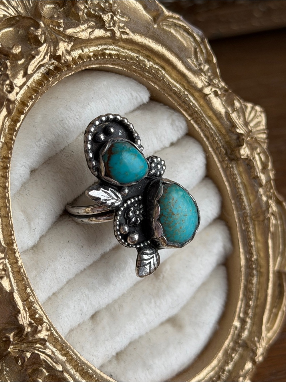 Sterling Silver Turquoise Statement Ring - Blue Green